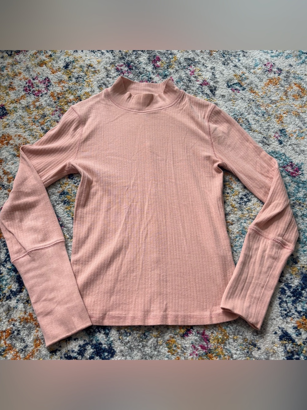 Free people blush Pink tight ribbed long sleeve mock neck small